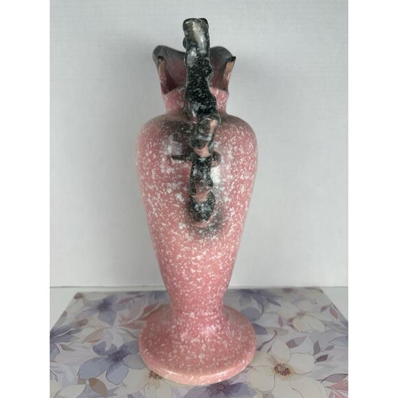 Vintage Hull Royal Woodland W24-13 1/2" Ewer Pitcher Mottled Pink with Black - Picture 2 of 8